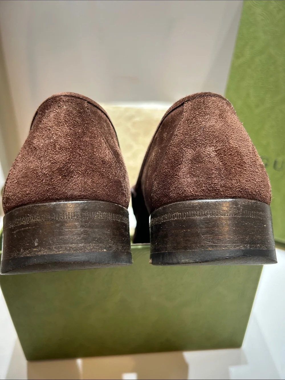 Men’s Gucci Brown Suede Horsebit Slip-On Loafers Sz 8D with Original Box VGUC